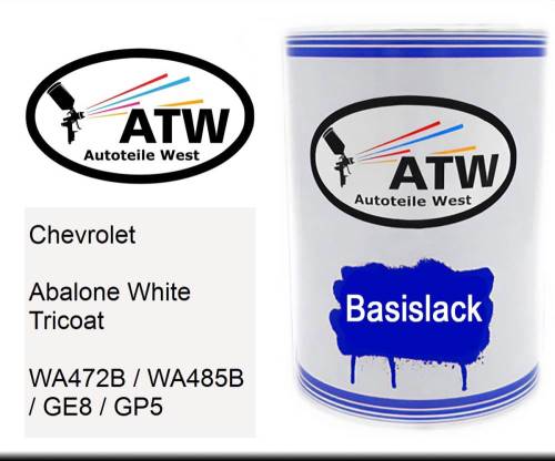 Chevrolet, Abalone White Tricoat, WA472B / WA485B / GE8 / GP5: 500ml Lackdose, von ATW Autoteile West.